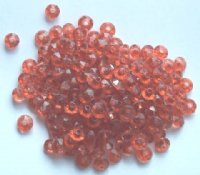 200 3x6mm Faceted Acrylic Rondelle Beads - Transparent Rootbeer