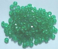 200 3x6mm Faceted Acrylic Rondelle Beads - Transparent Christmas Green
