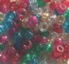 100 6x9mm Transparent Sparkle Mix Acrylic Crow Beads