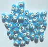 50 8x6mm Acrylic Opaque Light Blue Evil Eye Barrel Beads