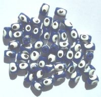 50 8x6mm Acrylic Opaque Cobalt Evil Eye Barrel Beads
