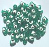 50 8x6mm Acrylic Transparent Green Evil Eye Barrel Beads