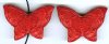 2 Large Red Cinnabar Butterfly Beads