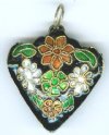 1 28mm Black Cloisonn� Heart Pendant