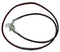 18 inch 1mm Brown Leather Necklace with Nickel Lobster Clasp and Extender