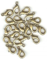 20 12mm Antique Gold Finish Lobster Claw Clasps