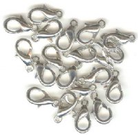 20 12mm Rhodium Plate Lobster Claw Clasps
