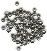 100 2x5mm Gunmetal Pleated Bead Caps