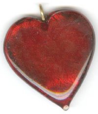 1 25x26x6mm Red with Foil Lampwork Heart Pendant 