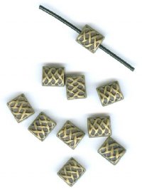 10 7x6mm Antique Gold Flat Rectangle Celtic Knot Beads