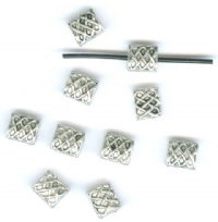10 7x6mm Antique Silver Flat Rectangle Celtic Knot Bead