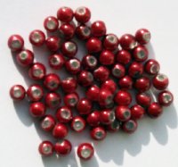 60 4mm Round Red Miracle Beads