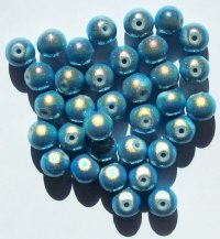 34 8mm Round Light Blue Miracle Beads
