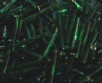 25g 14mm Silver Lined Holiday Green Twisted Bugle Beads