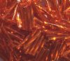 25 Grams 14mm Silver Lined Orange Twisted Bugle Beads