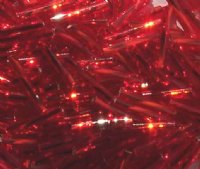 25g 14mm Silver Lined Red Twisted Bugle Beads