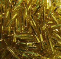 25 Grams 14mm Silver Lined Yellow Twisted Bugle Beads