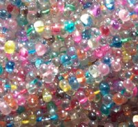 25 grams of 3x7mm Colorlined Crystal Lustre Mix Farfalle Seed Beads