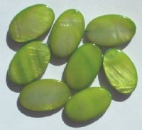 8 25x15mm Flat Oval Lime Dyed Shell Beads