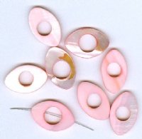 8 25x15mm Flat Cut-Out Oval Pink Shell Beads