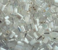 50g 5x4x2mm White and Clear Multi Mix Tile Beads