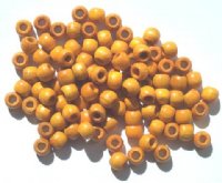 100 5x6mm Golden Yellow Crow Wood Beads