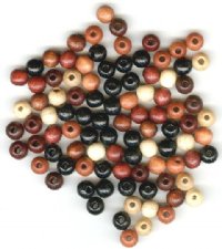 100 6mm Mixed Round Wood Beads