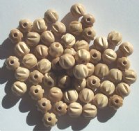 50 8mm Natural Ridged Round Wood Beads