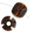 10 5x15mm Dark Brown Carved Round Flat Worked on Bone Beads