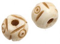 10 14x15mm Carved Antiqued Worked on Bone Spacer Beads With Circle Design