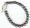 Dark Blue Iris Freshwater Pearl Bracelet with Antique Silver Clasp