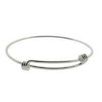 Expandable Bright Silver Wire Charm Bracelet