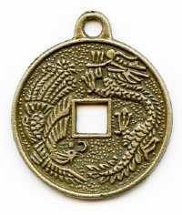 20 23mm Brass Finish Chinese Coin Pendants