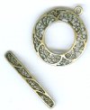 1 22mm Vintage Anti-Brass Round Filigree Toggle