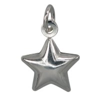 1 13mm Puffed Sterling Silver Star Charm Pendant