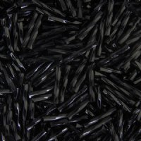 25 Grams 14mm Opaque Black Twisted Bugle Beads
