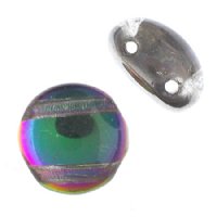 22, 8mm Green Vitrail Half Coat Glass Candy Beads