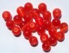 25 8mm Round Dark Orange Red Fiber Optic Cats Eye Beads