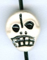 1 11x9mm Ceramic Day of the Dead Skull Bead