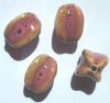 4 27x19mm Ceramic Melon Beads - Pink Brown