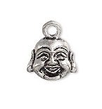1, 12x10mm Antique Silver Buddha Face Pendant / Charm