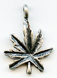 1 20x14mm Antique Silver Marijuana Leaf Pendant