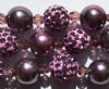 8 Inch Strand of Chinese Glass and Crystal Shamballa Beads - Violet