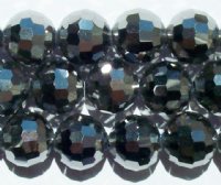 21 10mm Faceted Round Metallic Silver Chinese Crystal Beads