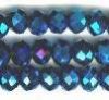 50 4x6mm Faceted Metallic Blue Chinese Crystal Donut Beads