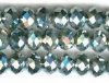 50 4x6mm Faceted Metallic Silver Chinese Crystal Donut Beads