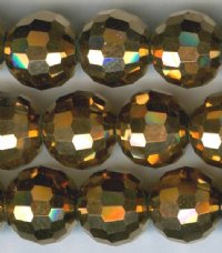27 8mm Faceted Round Metallic Copper Chinese Crystal Beads