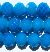 26 8x10mm Faceted Neon Blue Chinese Crystal Donut Beads