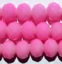26 8x10mm Faceted Pink Opal Chinese Crystal Donut Beads
