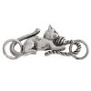 5 Sets of 30mm Antique Silver Cat and Yarn Hook Eye Clasps